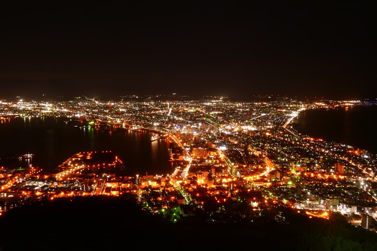 函館市實景照（MaedaAkihiko / CC BY-SA 4.0 / Wikimedia Commons）