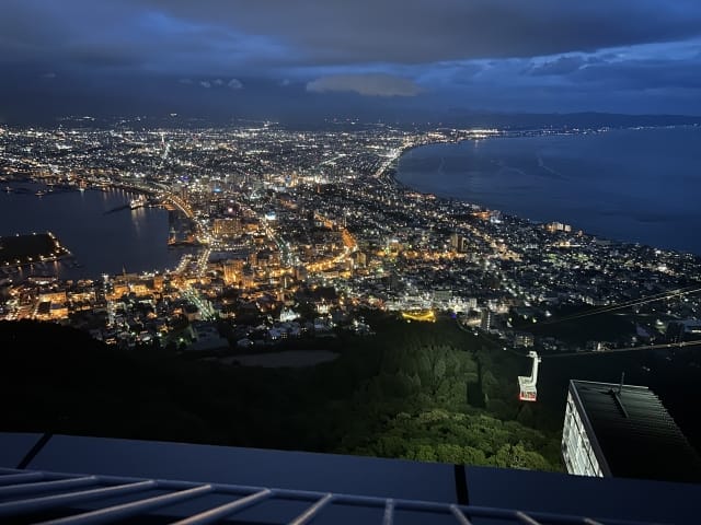 函館山百萬夜景：港灣與市區燈火構成的扇形夜景