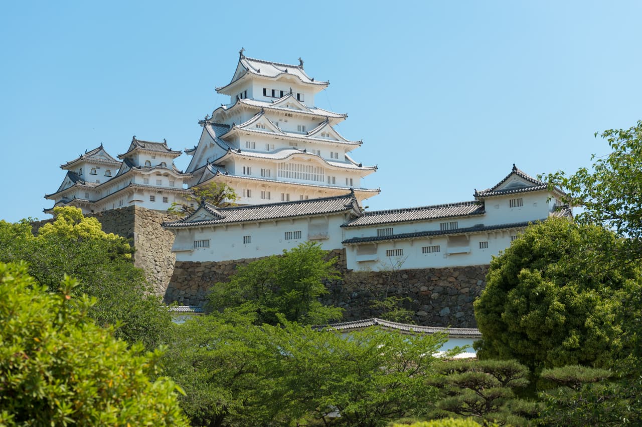 The brilliant white keep of Himeji Castle, a UNESCO World Heritage Site and National Treasure