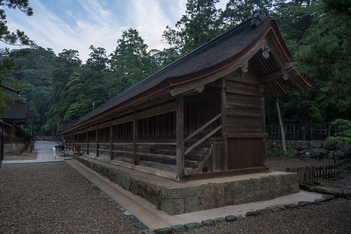 The Jukusha, the long lodging halls at Izumo Taisha where the visiting gods stay during the Kamiari Festival