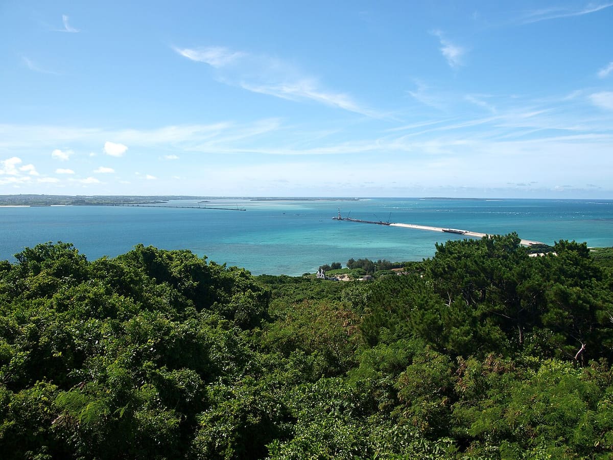 The Irabu Bridge linking Miyakojima and Irabu Island over Miyako Blue sea