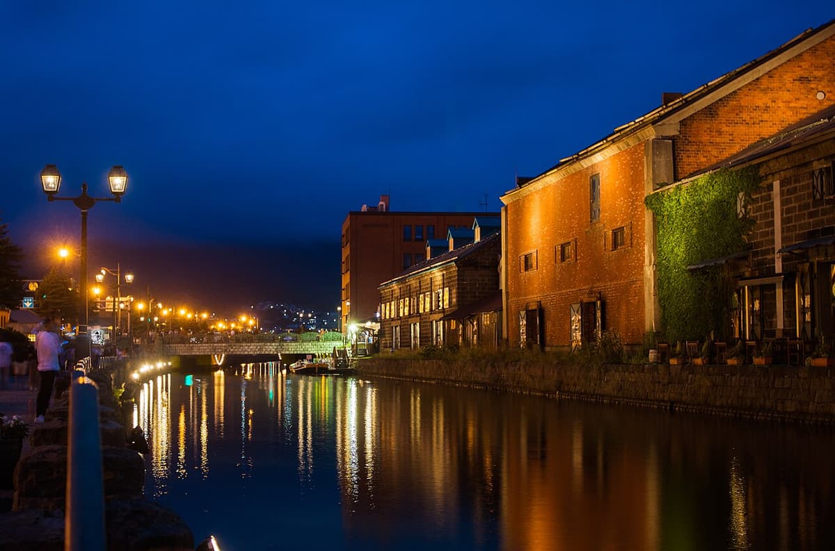 Otaru Canal walkway and historic warehouses in daylight