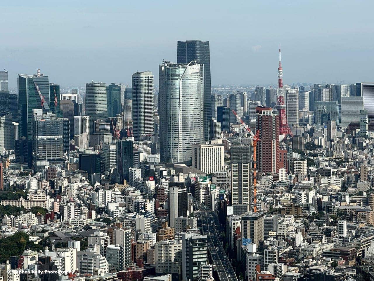 The view from Shibuya Sky toward Tokyo Tower and surrounding skyscrapers