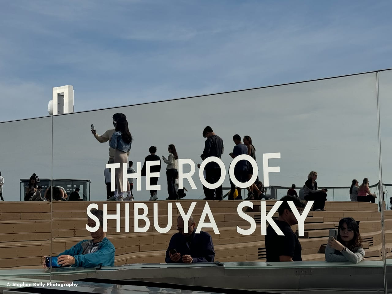 The open-air SKY STAGE rooftop at Shibuya Sky with sweeping views over central Tokyo
